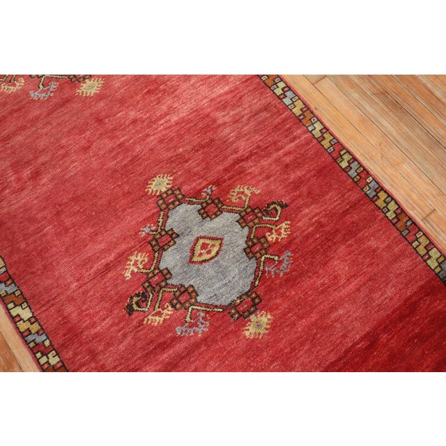 1950s Red Vintage Turkish Anatolian Runner For Sale - Image 5 of 6