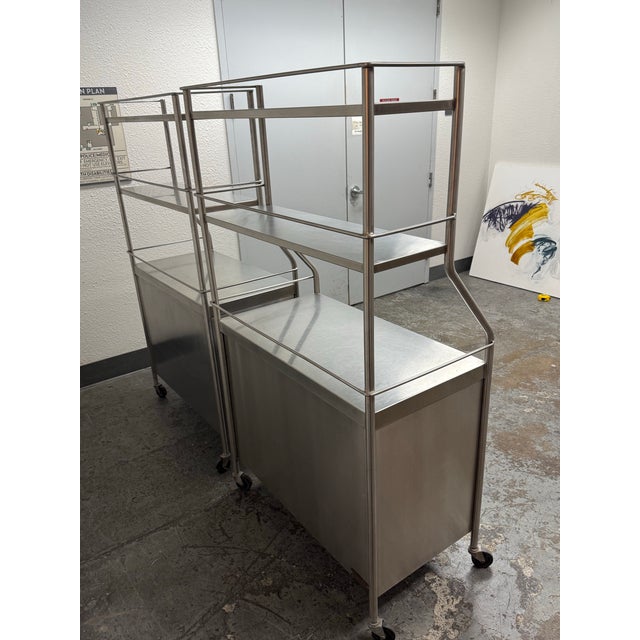 Shampaine Co. Stainless Steel Rolling Cabinets, Pair For Sale - Image 12 of 12