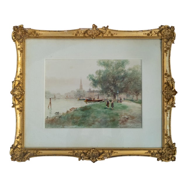 Early 20th Century American Watercolor of European Scene by Frank F. English For Sale