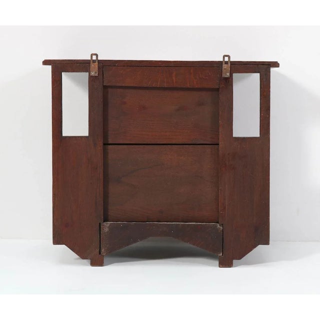 Oak Arts & Crafts Art Nouveau Wall Cabinet with Calla Lilies, 1900s For Sale - Image 10 of 11