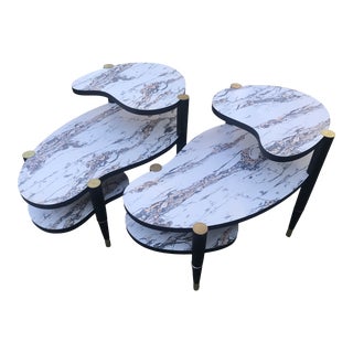 1950s Space Age Kidney Shaped Three Tiered Side Tables - a Pair For Sale