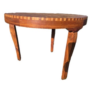 Vintage Moroccan Thuya Burl Wood Marquetry Inlay Star Motif Accent Table For Sale