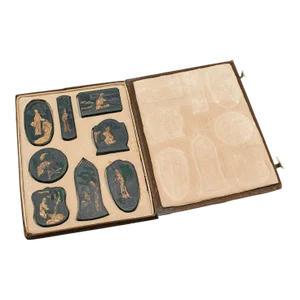 1900's Set of 8 Antique Calligraphic Ink Blocks