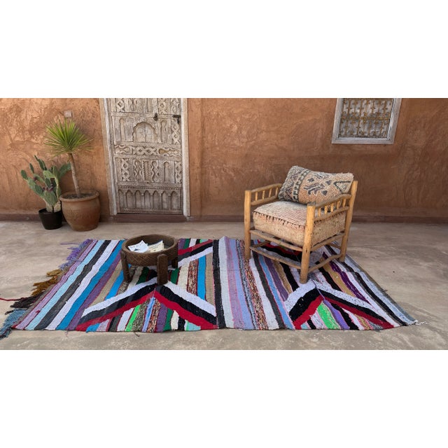 Blue 1980s Moroccan Colorful Vintage Kilim Rug - 5'5" X 9'0" Ft For Sale - Image 8 of 8