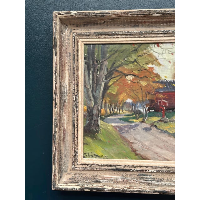 Original Swedish Oil on Canvas – “Road to Red Huts” by Karl Gustaf Strandberg (1891–1981) – Signed – Vintage & Framed – 50...
