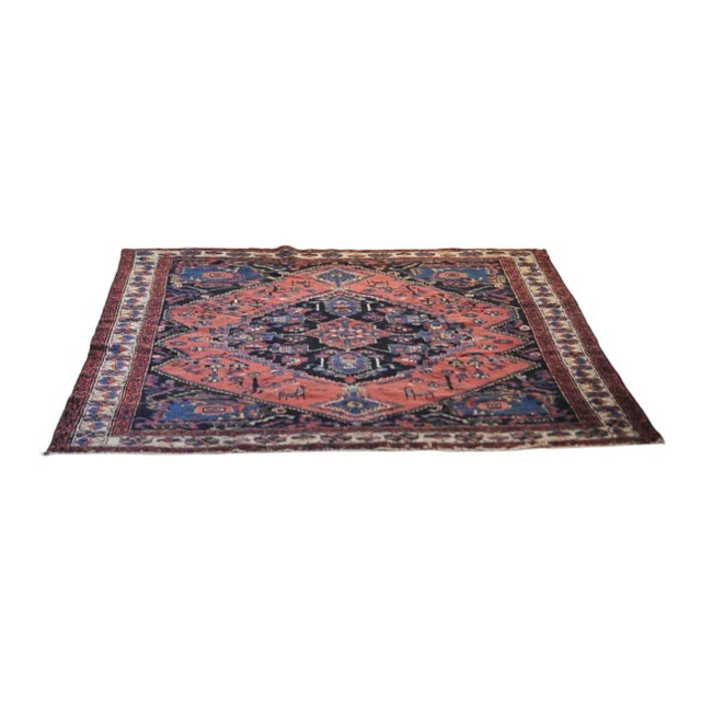 1940s Leon Tribal Square Rug, 4.8 x 5.9 For Sale