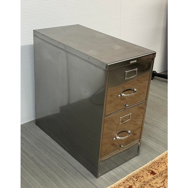 Chrome Steelcase Two-Drawer File Cabinet For Sale - Image 8 of 12