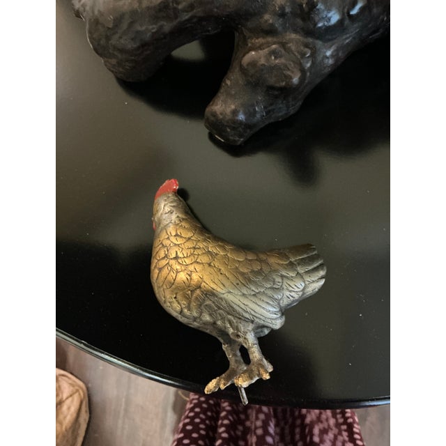 Metal Hollywood Regency Japanese Meiji Style Bronze Sculpture of Rooster & Hen on Root Wood Base For Sale - Image 7 of 9