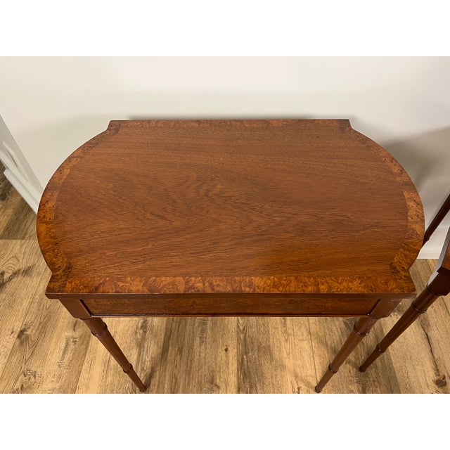 Baker Furniture Mahogany and Burl Maple Nesting Tables Set of 3