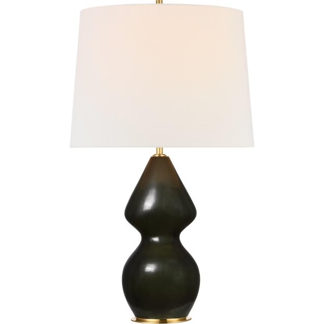 Transitional Thomas O'Brien by Visual Comfort Signature Noppon 30" Table Lamp in Sandy Forrest with Linen Shade For Sale - Image 3 of 3