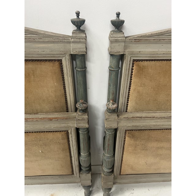 20th Century Directoire-Style Beds in Painted Beechwood, Set of 2 For Sale - Image 13 of 14