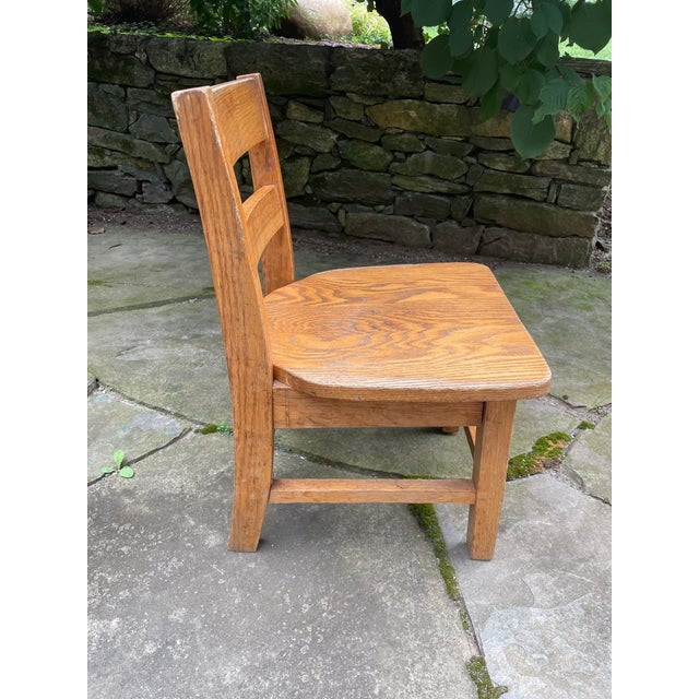 Vintage Oak Childs School Chair 1950's For Sale - Image 4 of 12