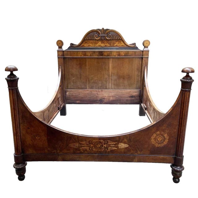 Antique Double Bed in Walnut, 1800 For Sale - Image 5 of 6