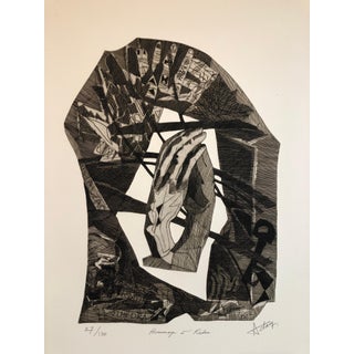 Henri Georges Adams, Surrealist Carborundum Etching, Homage a Rodin, c.1960 For Sale