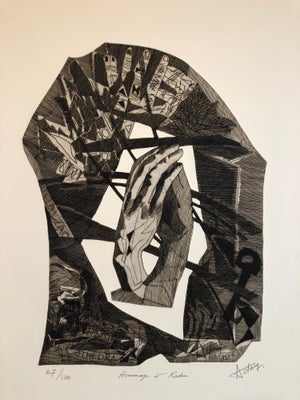 Henri Georges Adams, Surrealist Carborundum Etching, Homage a Rodin, c.1960