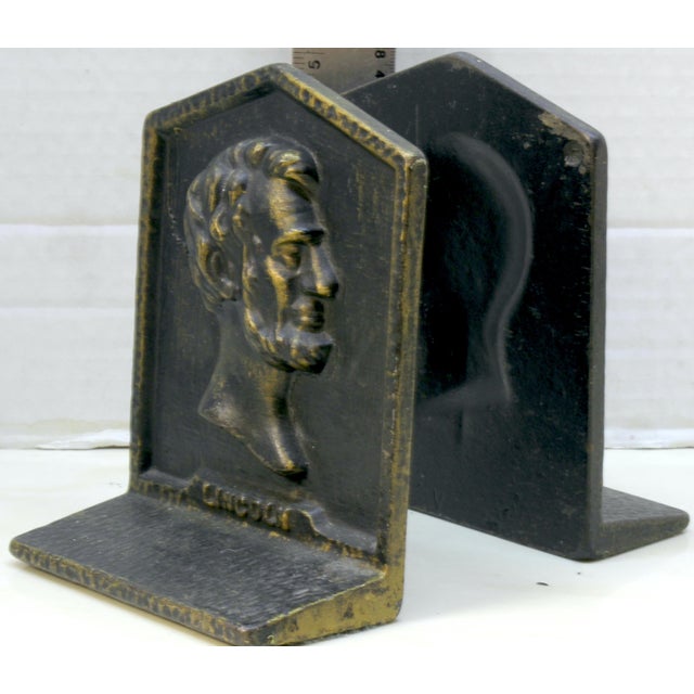 Antique 1920s Arts & Crafts Cast Iron Abraham Lincoln Bookends - A Pair For Sale - Image 4 of 16