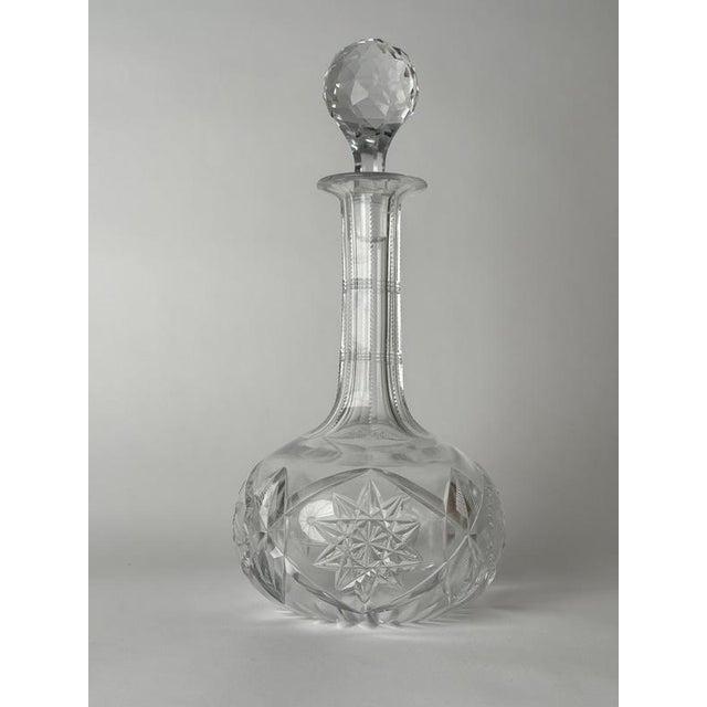 Antique Hand-Cut Crystal Whiskey Decanter with Faceted Stopper, 1900 For Sale - Image 3 of 17