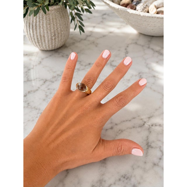 Vintage Baccarat 18k Gold Crystal Dome Statement Ring, French Modernist, Size 6.5 For Sale - Image 13 of 13