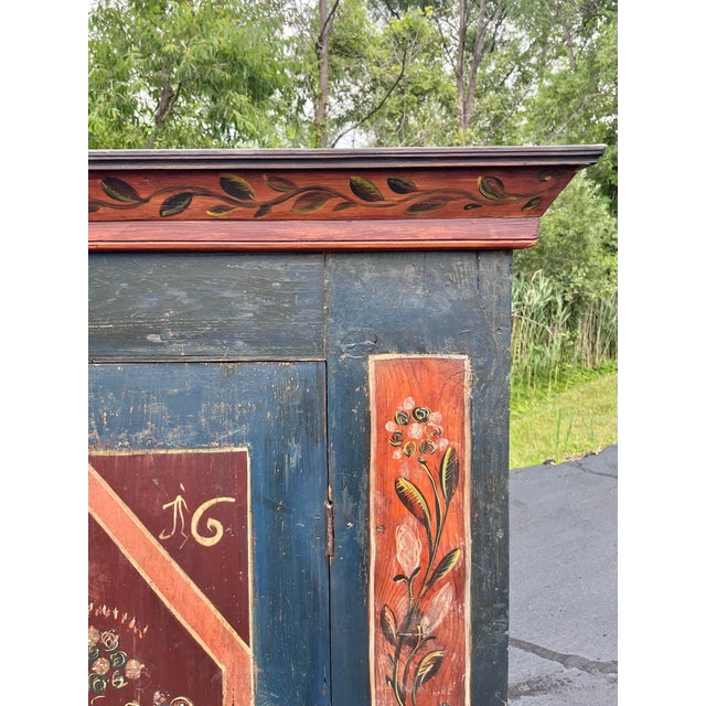 Antique European Painted Folk Armoire With Modular Shelving For Sale - Image 4 of 10