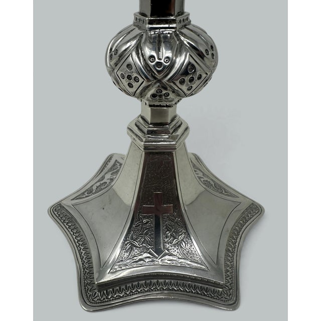 Wood Antique Vintage Sterling Silver Wine Religious Goblet Chalice Irish 1912. 12ozs For Sale - Image 7 of 11