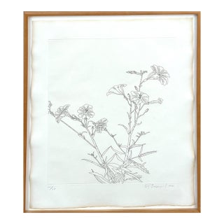 Ed Baynard, Zen Minimalist Flowers Etching American Modernist Ed Baynard Pop Art Print For Sale