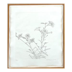 Ed Baynard, Zen Minimalist Flowers Etching American Modernist Ed Baynard Pop Art Print