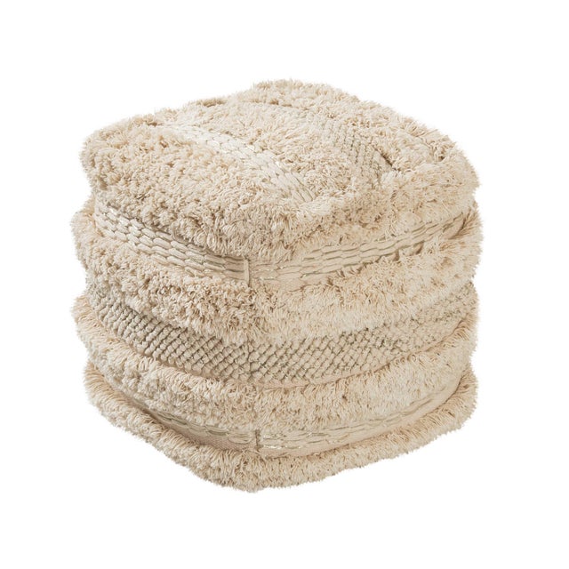 Yorba Beige Cotton Pouf For Sale In Los Angeles - Image 6 of 6