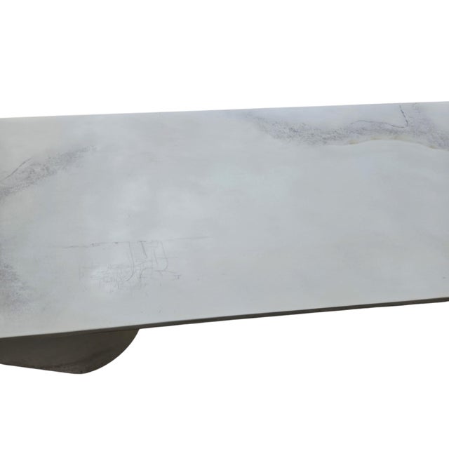 Vintage Postmodern Faux Goatskin Console Table Karl Springer Style Lacquered For Sale - Image 15 of 18