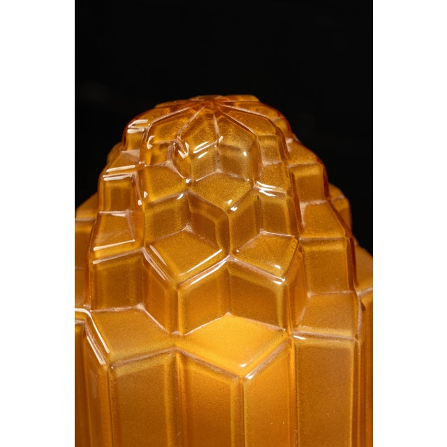 1930s Frankart Art Deco Figural Amber Glass Lamp For Sale - Image 9 of 9