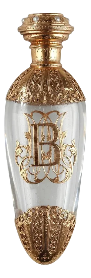 19th Century Gold & Pearl Crystal Flask
