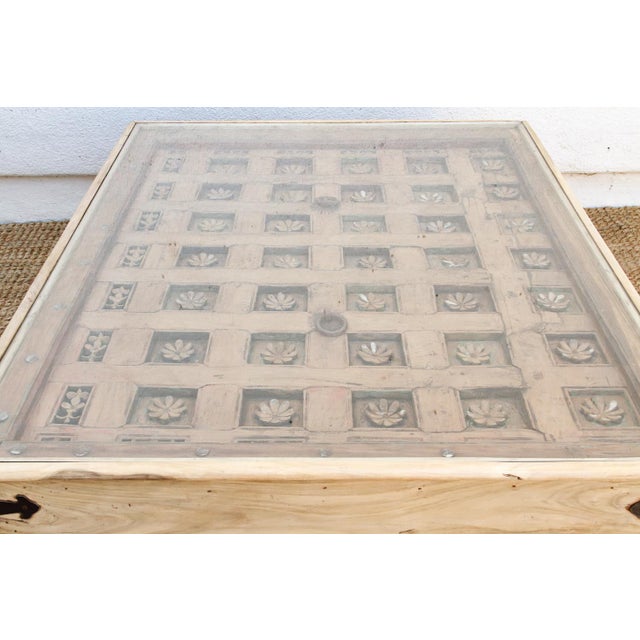 Antique Carved Lotus Ceiling Panel Coffee Table For Sale - Image 9 of 18