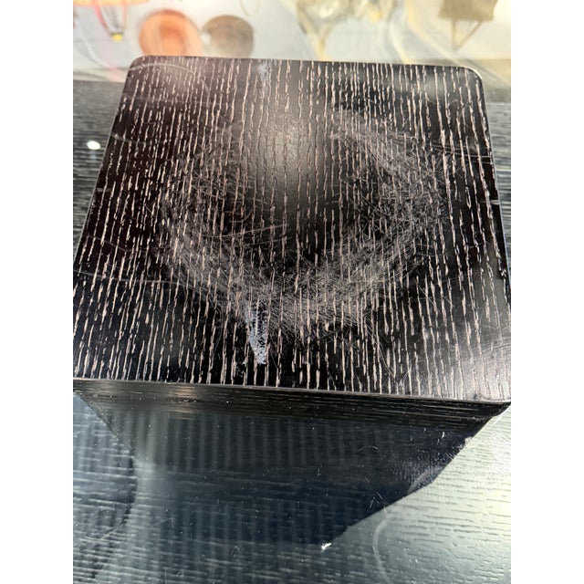 1980s Postmodern Ebonized Wood & Glass Tiered Geometric Coffee Table For Sale In Miami - Image 6 of 8