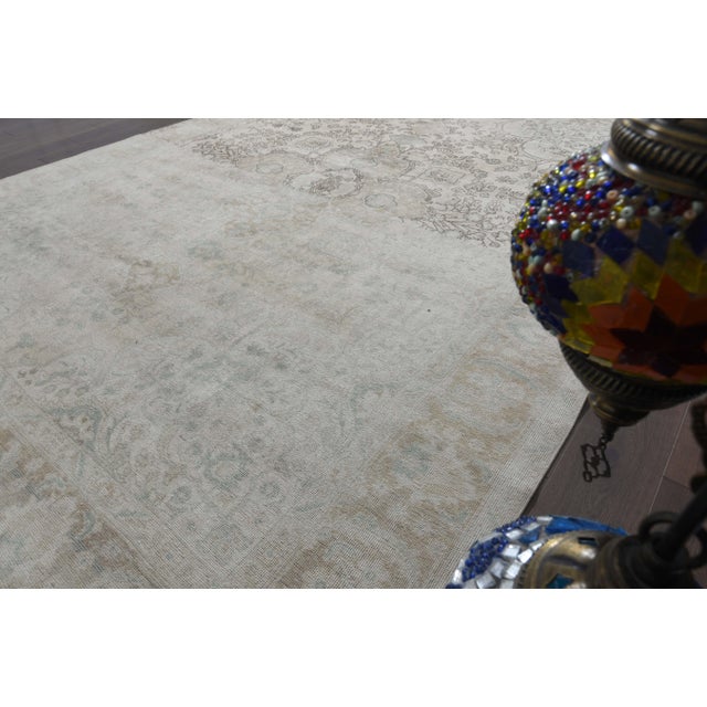 Textile 1970s Vintage Persian Handmade Wool Cotton Beige Area Rug For Sale - Image 7 of 11