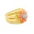 Beautiful vintage flower ring crafted in 18 karat yellow gold, featuring eight carved Mediterranean coral petals...