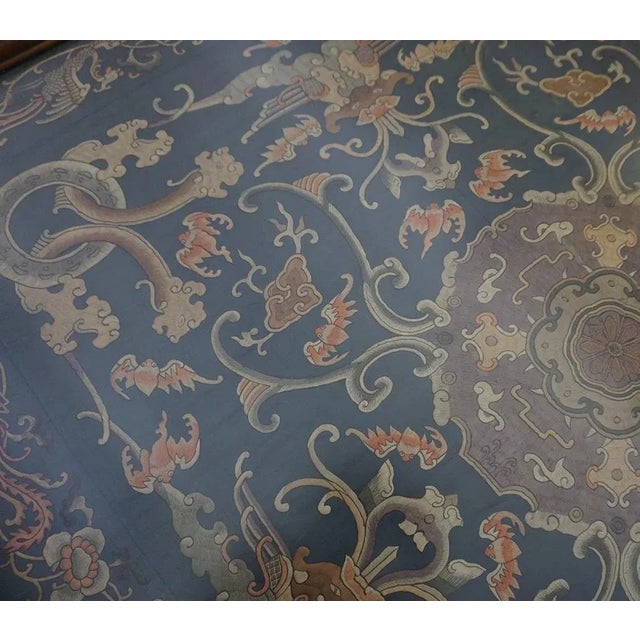 Teal Early 19th Century Chinese Silk Embroidery ( 3' x 3'7" - 91 x 110 ) For Sale - Image 8 of 8