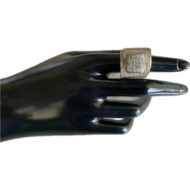 Gold 14k Yellow Gold 3.30 CTW Natural Diamond Statement Ring 18g Size 6.5 Unisex For Sale - Image 8 of 9