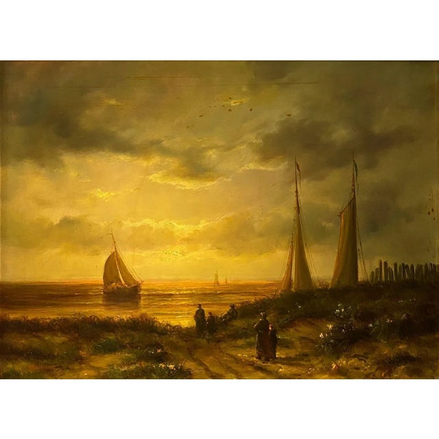 Jean Laurent, Sailboat Departure, Oil on Wood For Sale - Image 10 of 10