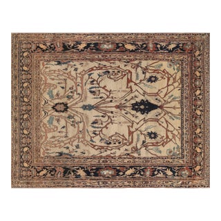 19th Century Persian Tabriz Cream, Brown, Gray and Black Handwoven Wool Rug For Sale