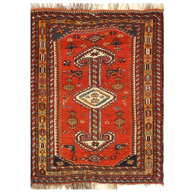Rust Persian Hand Knotted Antique Afshar 3'7'' X 4'7'' For Sale - Image 4 of 4