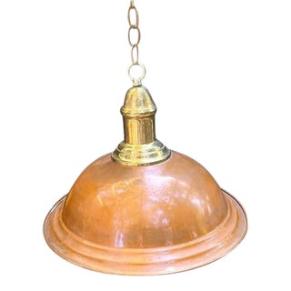 Copper Dome Light Fixture - 1960s Copper/Brass Pendant Light For Sale