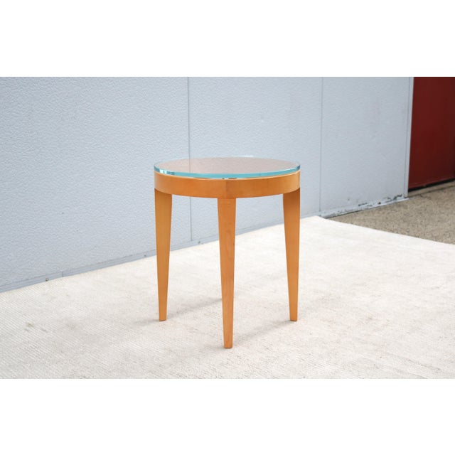 Modern Mark Goetz for Bernhardt Design Cirque Maple and Glass Round Side Table For Sale - Image 9 of 12
