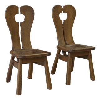 Brutalist Oak Chairs by De Puydt, 1960s, Set of 2 For Sale