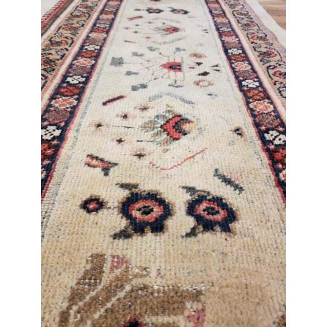 Antique Persian Sultanabad Carpet Handmade Oriental Rug, Ivory, Gold, Green Blue For Sale - Image 11 of 12