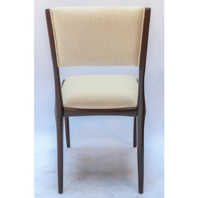 Wood 1950s Set of 12 Carlo De Carli Attributed Dining Chairs in Ivory Linen For Sale - Image 7 of 10