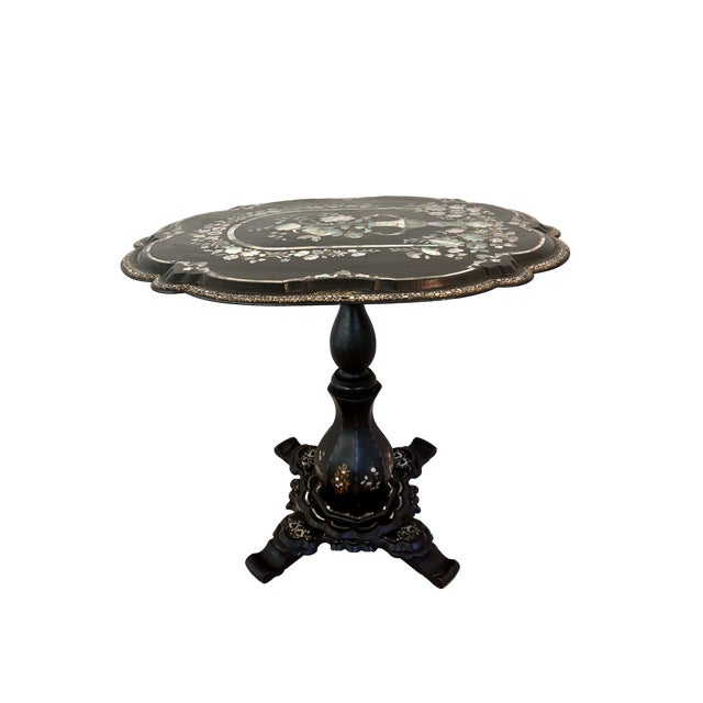 19th C English Mother-of-Pearl Tilt-Top Table For Sale - Image 16 of 18