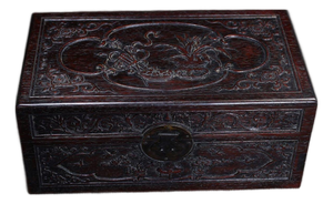 Zitan Wood Box Carved With Floral Motif