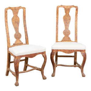 Late 18th Century Pair of Swedish Red Painted Rococo Pine Side Chairs