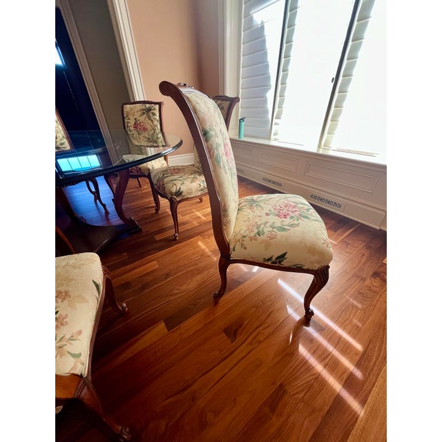 2000 - 2009 Round Glass Top Dining Table & 8 Chairs, Set of 9 For Sale - Image 5 of 11