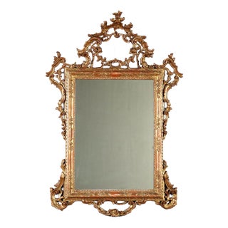 Carved and Gilded Wood Mirror For Sale