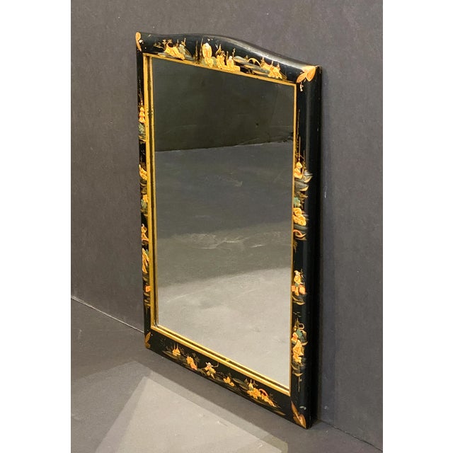 English Vanity Mirrors With Chinoiserie Black Lacquered Frames - Two Available For Sale In Austin - Image 6 of 17